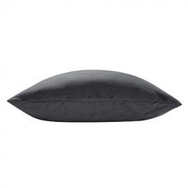 Grey-black Leather/suede Pillow With Insert,Solid Modern/Contemporary