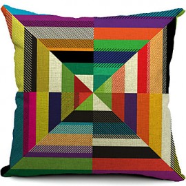 Colorful Geometric Cotton/Linen Decorative Pillow Cover