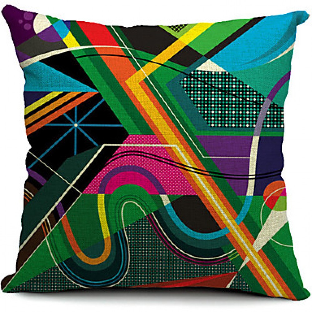 Colorful Geometric Sketch Cotton/Linen Decorative Pillow Cover