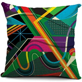 Set of 5 Colorful Geometric Cotton/Linen Decorative Pillow Cover