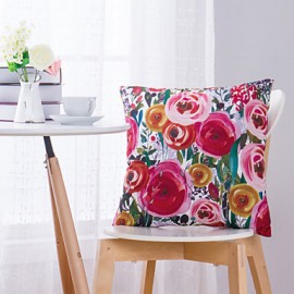 Polyester Pillow With Insert,Floral Retro 18x18 inch