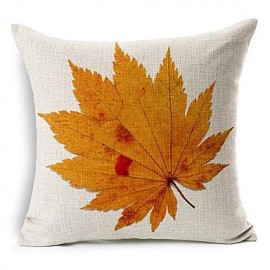 Autumn Leaf Cotton/Linen Decorative Pillow Cover