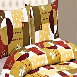 Yellow red plaid 100% Microfiber Printed Sheet Sets Queen