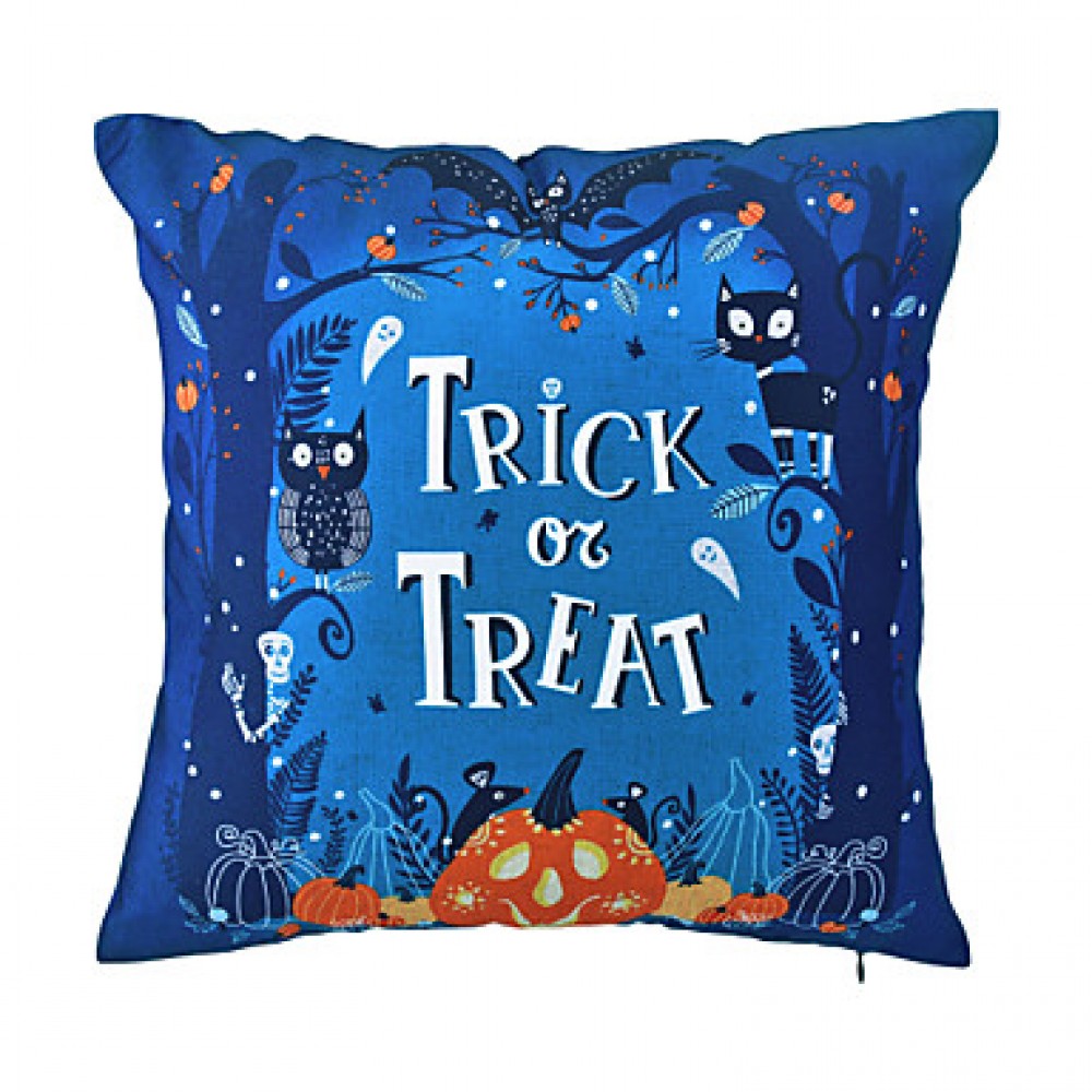 1 pcs blue Polyester Halloween Prints Accent/Decorative Pillow With Insert 18x18 inch