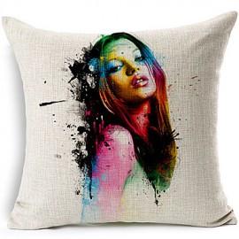 Set of 5 Body painting Colorful Flower Cotton/Linen Decorative Pillow Cover