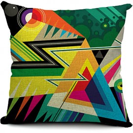 Set of 5 Colorful Geometric Cotton/Linen Decorative Pillow Cover