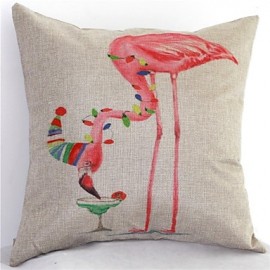 Set of 4 Flamingos &Cranes Pillowcase Sofa Home Decor Cushion Cover (17*17 inch)