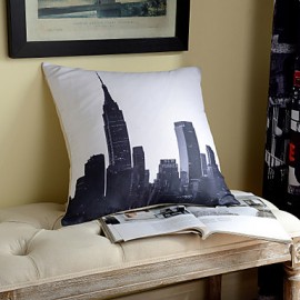Polyester Pillow With Cities Modern/Contemporary 18x18 inch